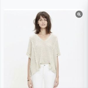 Madewell | Soft Boxy Knit Cream Fringe Top Size M